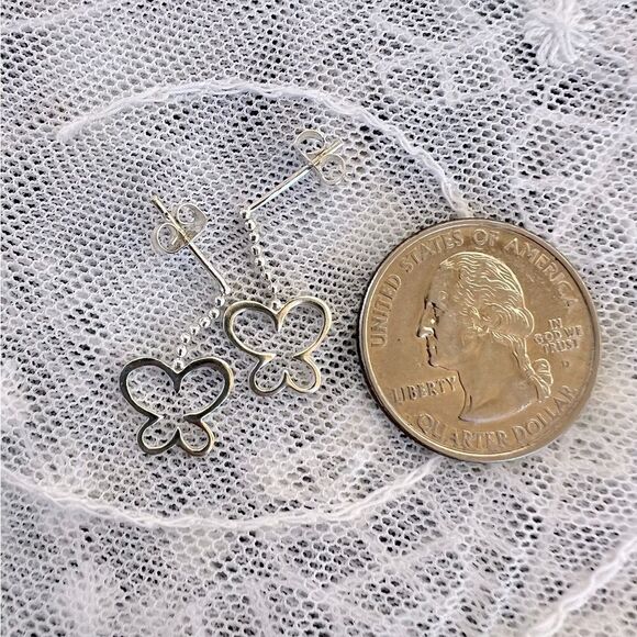 Vintage Sterling Butterfly Drop Earrings - Picture 7 of 8
